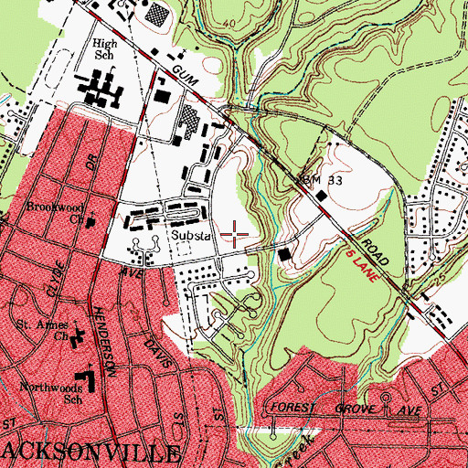 Topographic Map of Onslow County Public Library, NC