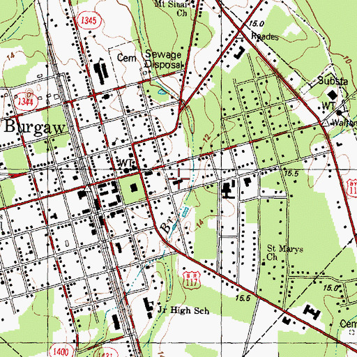 Topographic Map of Pander County Public Library - Central Branch, NC