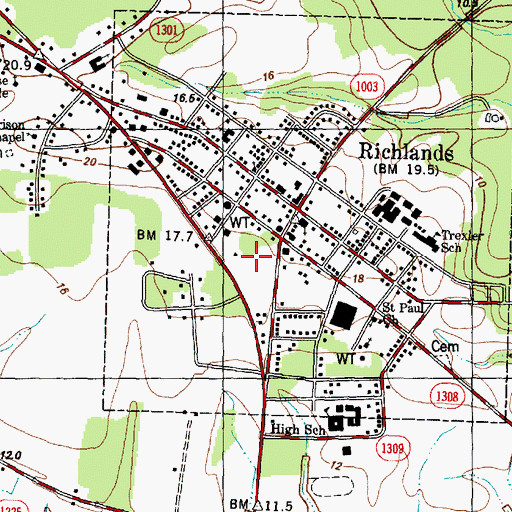 Topographic Map of Richlands Public Library, NC