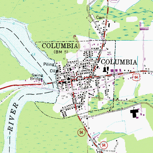 Topographic Map of Tyrrell County Library, NC