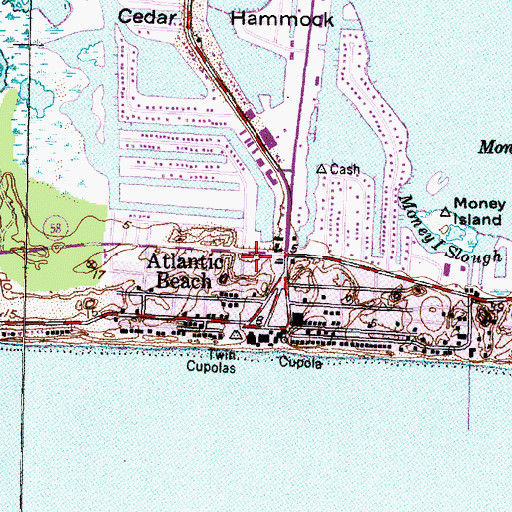 Topographic Map of Atlantic Beach Town Hall, NC