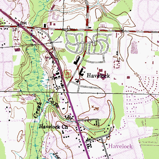 Topographic Map of Havelock City Hall, NC