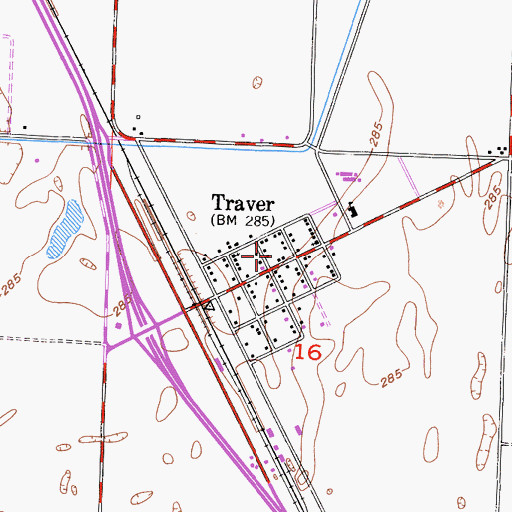 Topographic Map of Traver, CA