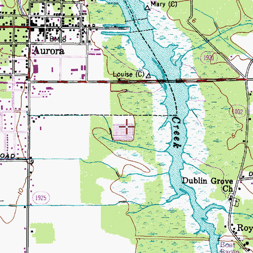 Topographic Map of Aurora Wastewater Treatment Plant, NC