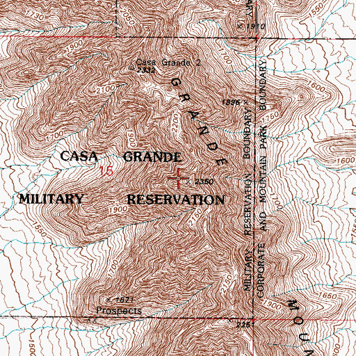 Topographic Map of Casa Grande Mountains, AZ