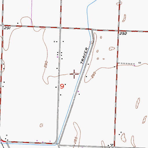 Topographic Map of Traver Canal, CA