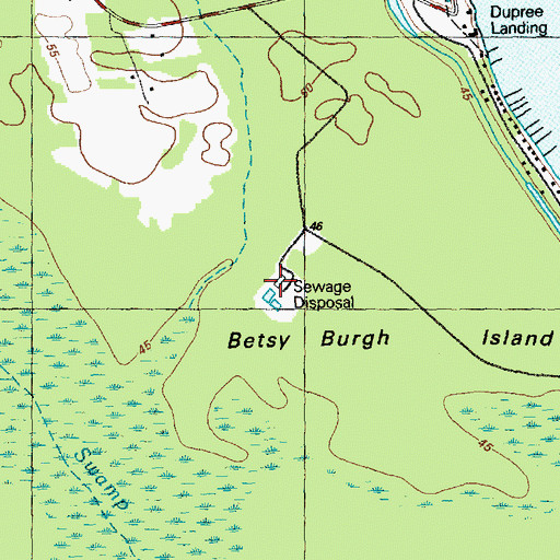 Topographic Map of Lake Waccamaw Wastewater Treatment Plant, NC