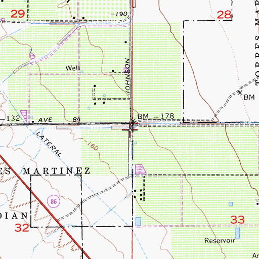 Topographic Map of Travertine Palms Wash, CA