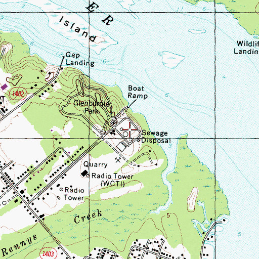 Topographic Map of New Bern Wastewater Treatment Plant, NC