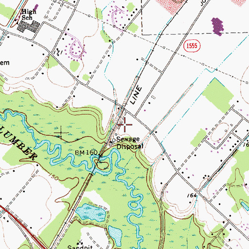 Topographic Map of Pembroke Wastewater Treatment Plant, NC