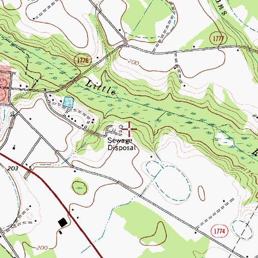 Topographic Map of Red Springs Wastewater Treatment Plant, NC