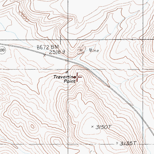 Topographic Map of Travertine Point, CA