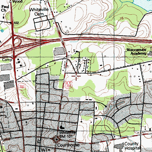 Topographic Map of Liberty Commons Nursing and Rehabilitation of Columbus, NC