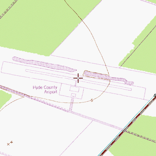 Topographic Map of Hyde County Airport, NC