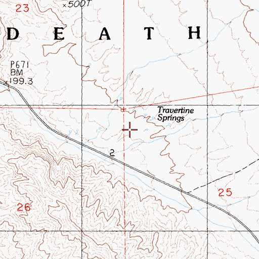 Topographic Map of Travertine Springs, CA
