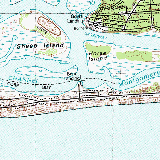 Topographic Map of Blue Water Point Marina, NC