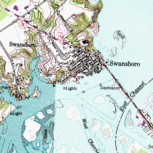 Topographic Map of Caspers Marina, NC