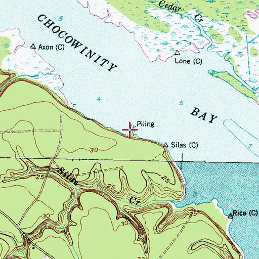 Topographic Map of Cypress Landing Marina, NC