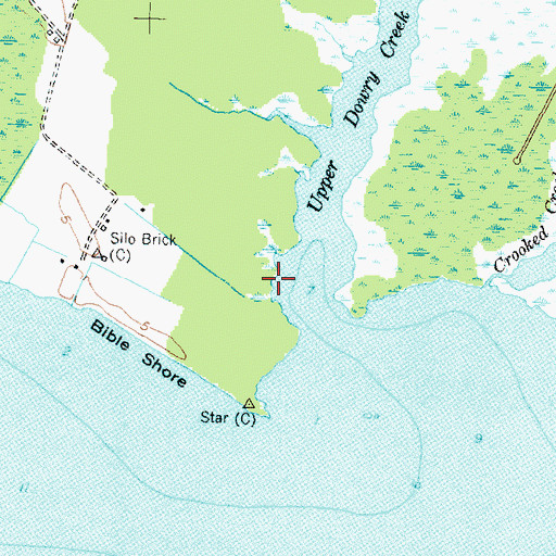 Topographic Map of Dowry Creek Marina, NC