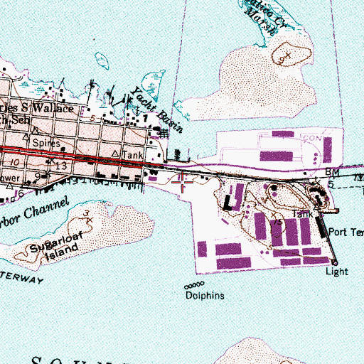 Topographic Map of Portside Marina, NC