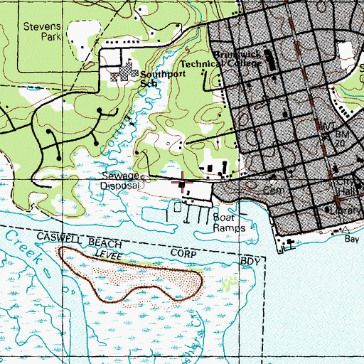 Topographic Map of Southport Marina, NC