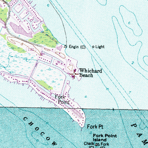 Topographic Map of Whichards Marina, NC