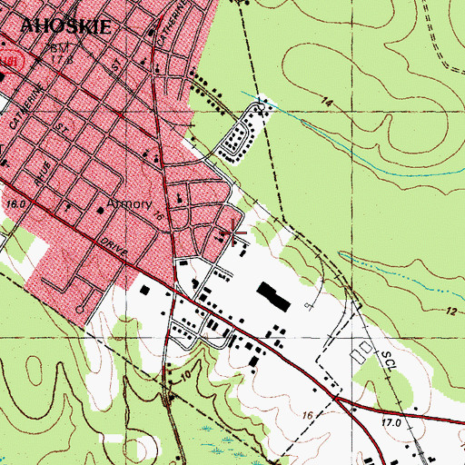Topographic Map of Ahoskie Free Will Baptist Church, NC