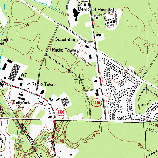 Topographic Map of Amazing Grace Baptist Church, NC