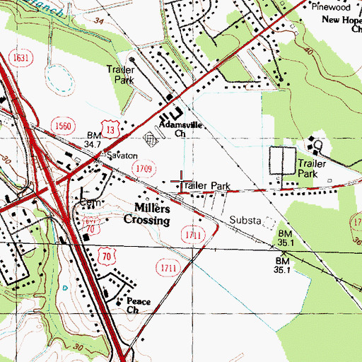 Topographic Map of Anointed Vision Christian Church, NC