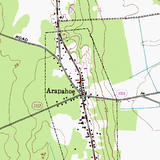 Topographic Map of Arapahoe Free Will Baptist Church, NC