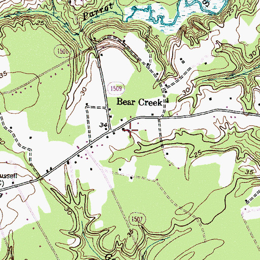 Topographic Map of Bear Creek Baptist Church, NC