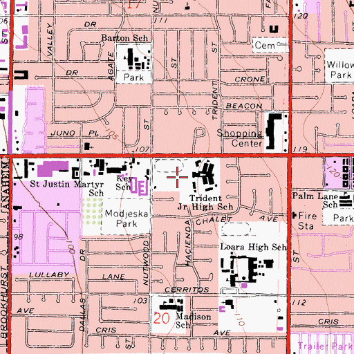Topographic Map of Trident High School (historical), CA
