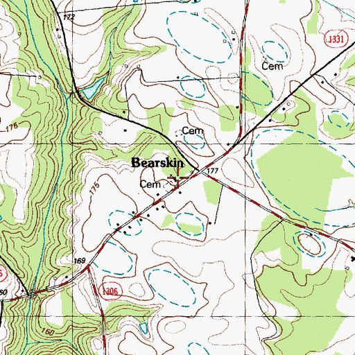 Topographic Map of Bearskin Missionary Baptist Church, NC