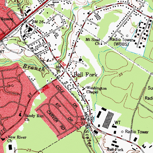 Topographic Map of Bell Fork Church of Christ, NC