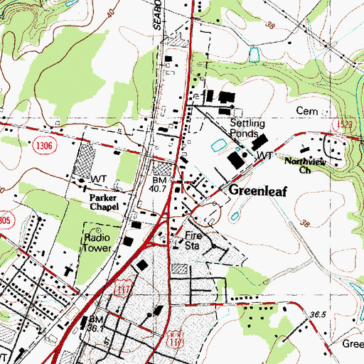 Topographic Map of Bethel Church, NC