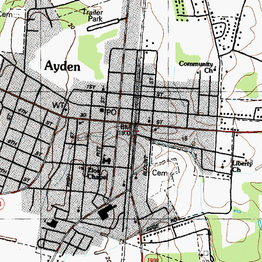 Topographic Map of New Deliverance Free Will Baptist Church, NC