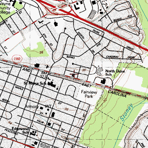 Topographic Map of Grace Baptist Church, NC