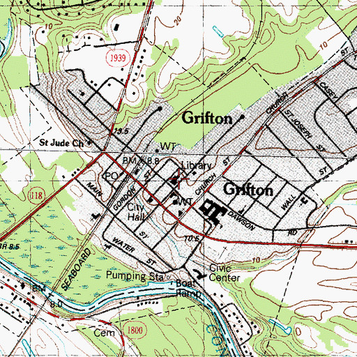 Topographic Map of Grifton United Methodist Church, NC