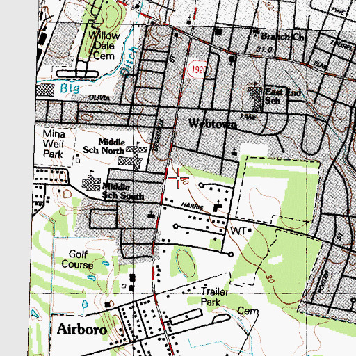 Topographic Map of Guiding Star Holy Church, NC