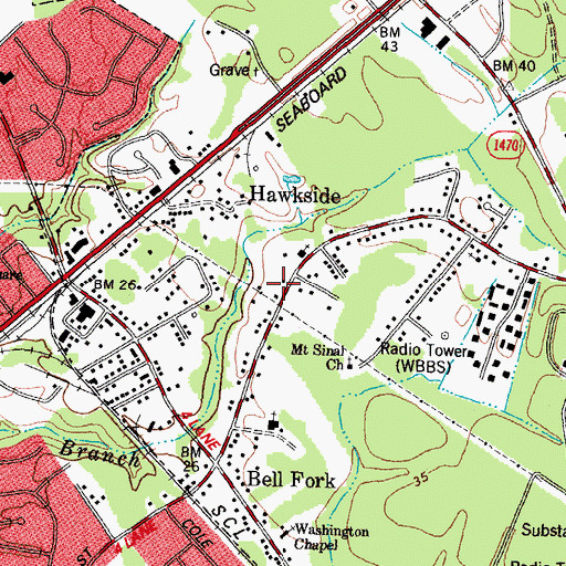 Topographic Map of Hartsville Primitive Baptist Church, NC