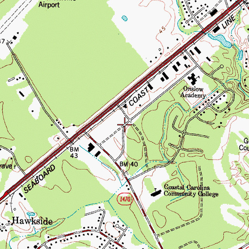 Topographic Map of Jacksonville Christian Church, NC