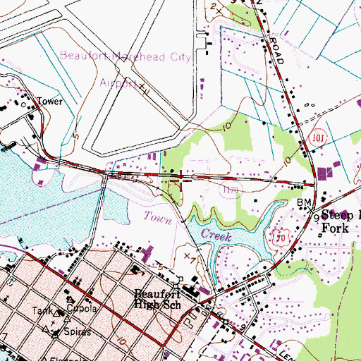 Topographic Map of The Beaufort Original Freewill Baptist Church, NC