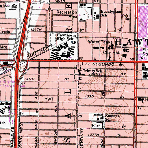 Topographic Map of Trinity School, CA