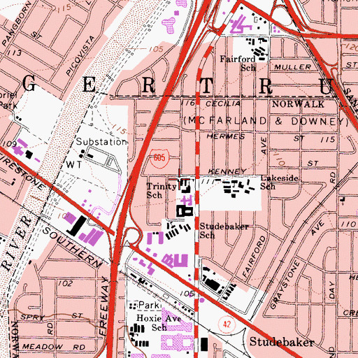 Topographic Map of Trinity School, CA