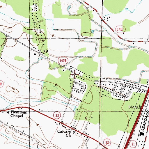 Topographic Map of Noahs Ark Fishing Deliverance Church, NC