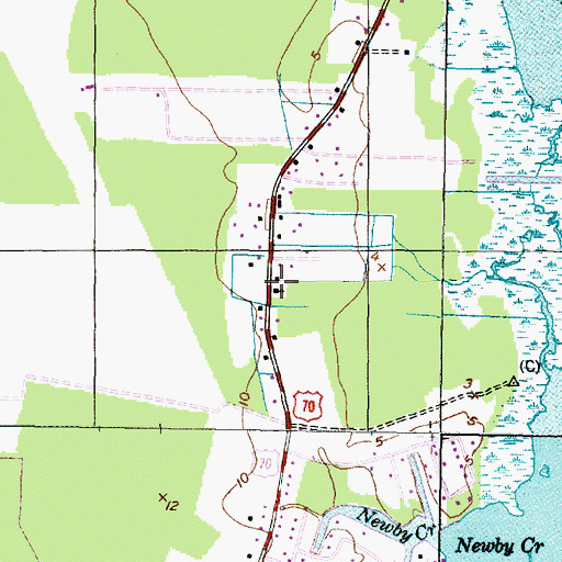 Topographic Map of North River United Methodist Church, NC