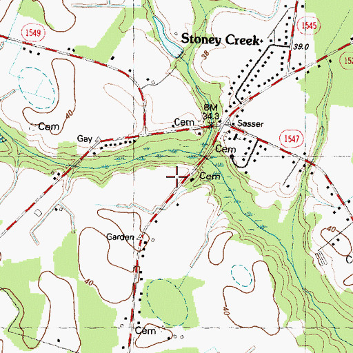 Topographic Map of Oakridge Church of God of Prophecy, NC