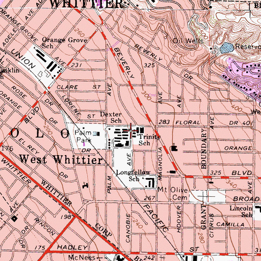 Topographic Map of Trinity School, CA