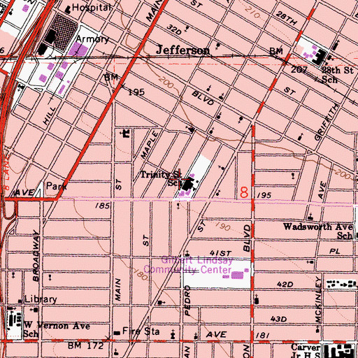 Topographic Map of Trinity Elementary School, CA