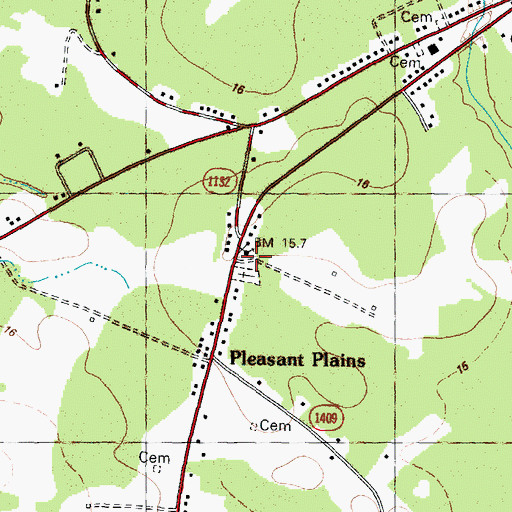 Topographic Map of Pleasant Plains Baptist Church, NC